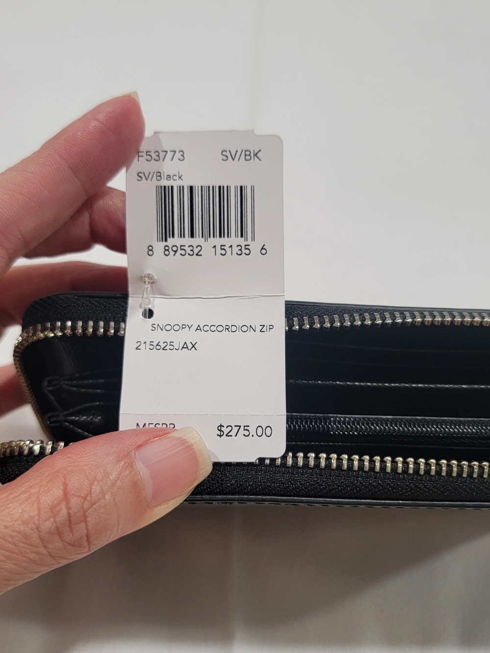 COACH Black Leather Zip Wallet with Snoopy Graphic - Picture 4 of 4